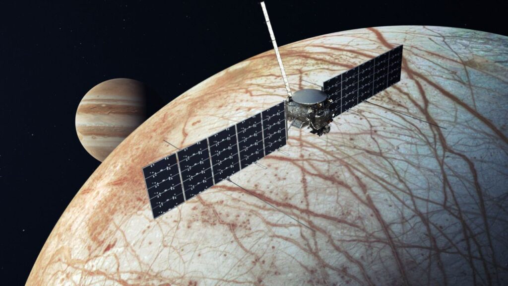 Sonda Clipper survolează satelitul Europa