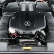 Detailed view of a Mercedes-Benz engine showcasing high-performance automotive design.