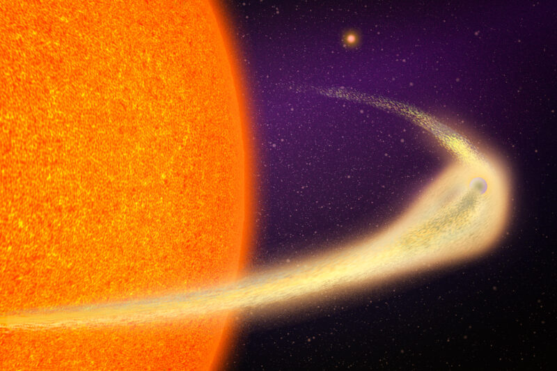 Exoplaneta BD+05 4868 Ab în timp ce se dezintegrează