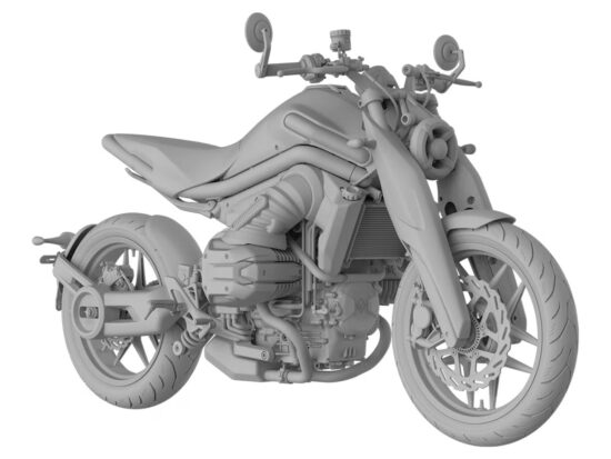randare motocicleta cu motor boxer facuta pe calculator