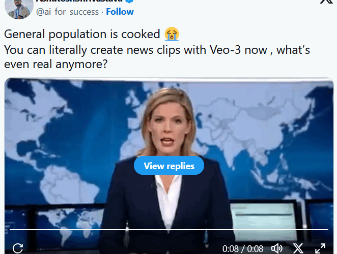 Știre generată de Google Veo 3