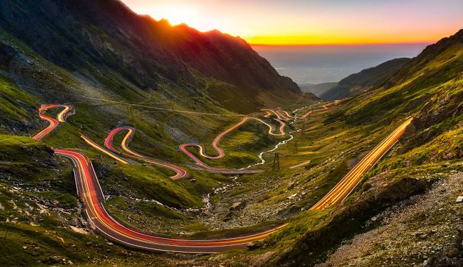 fotografie transfagarasan la apus de seara