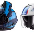 doua casti moto model flip una alba si una albastra