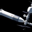 Stația spațială Lunar Gateway cu o rachetă SpaceX andocată