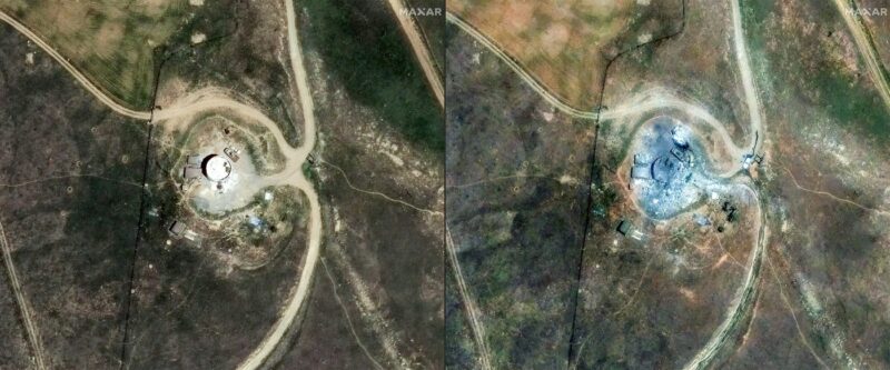Situl nuclear de la Piranshahr , înainte și după bombardamentul israelian