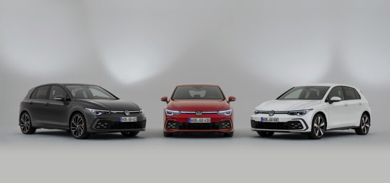 3 modele volkswagen golf pe culori diferite