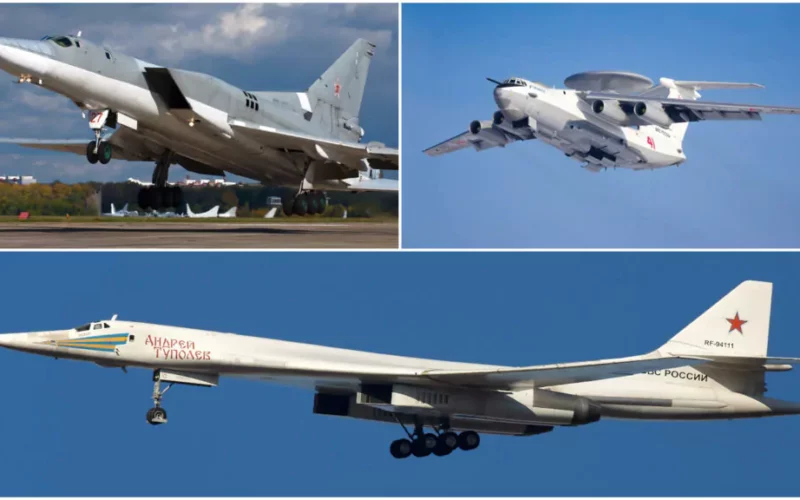 colaj cu bombardiere strategice rusesti si un avion awacs