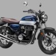 motocicleta albastra cu design clasic