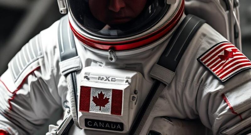 Costum spațial cu sigla Canadei