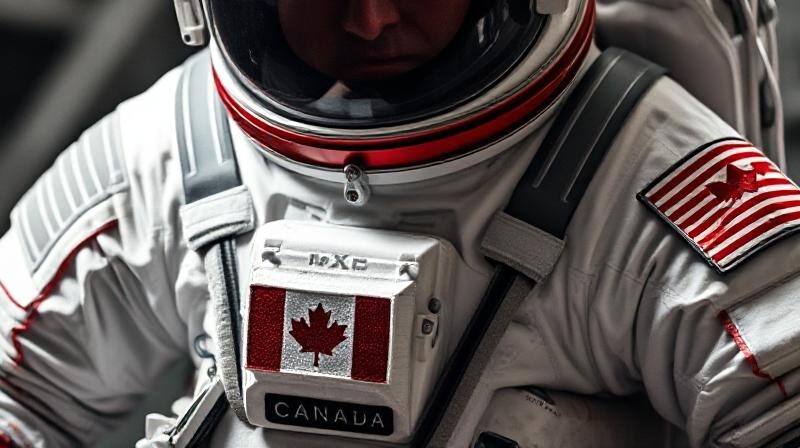 Costum spațial cu sigla Canadei