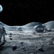 Concept futurist al unei baze lunare.