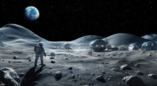 Concept futurist al unei baze lunare.