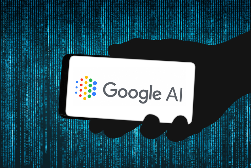 google ai logo pe un telefon