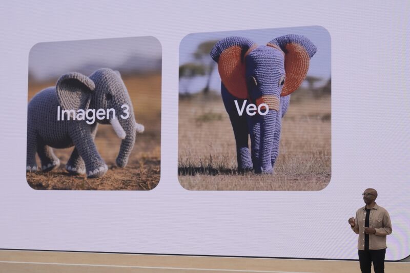 doua imagini cu elefanti generate cu ajutorul instrumentului veo3 de la google