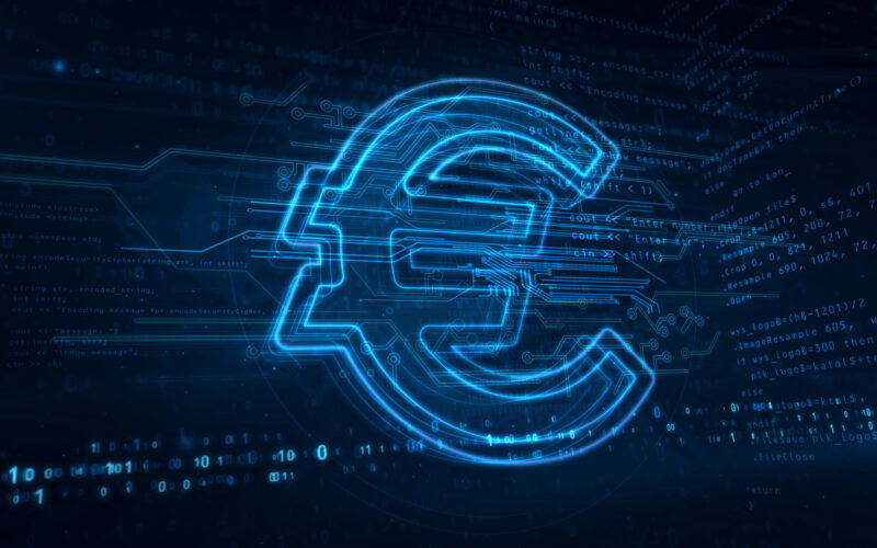 ilustratie cu moneda euro digitala