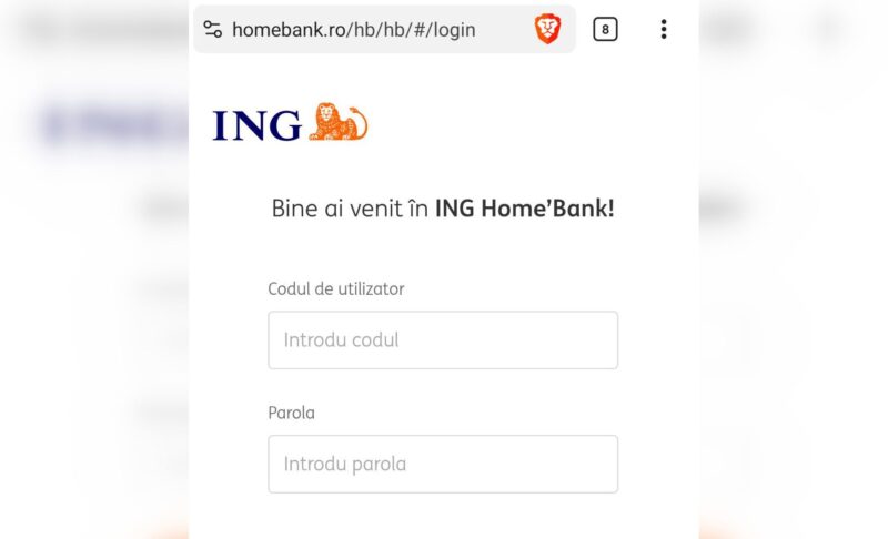 captura de ecran de pe site-ul ing home'bank