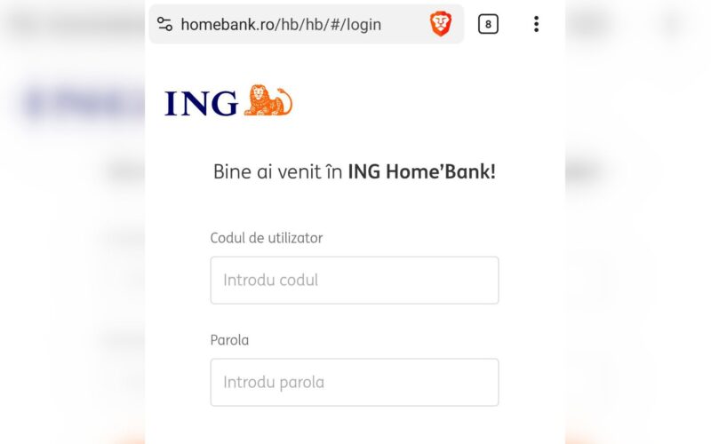 captura de ecran de pe site-ul ing home'bank