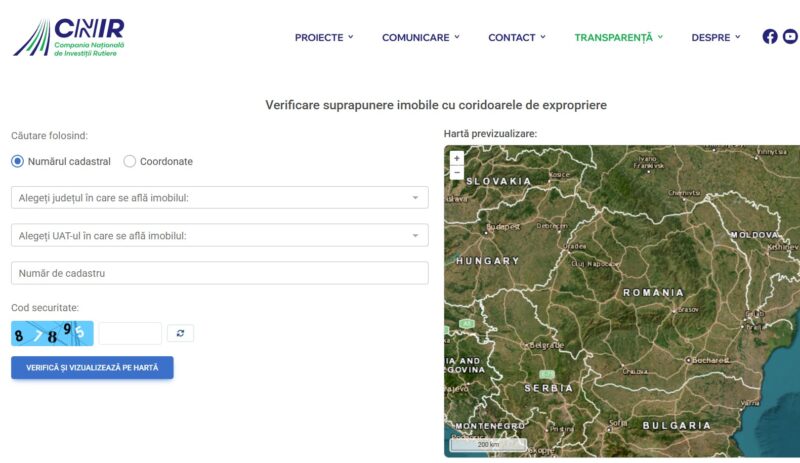 captură de ecran cu aplicatie cnair