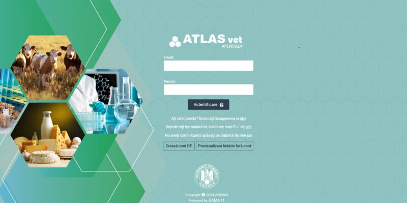pagina de autentificare a atlas vet portal