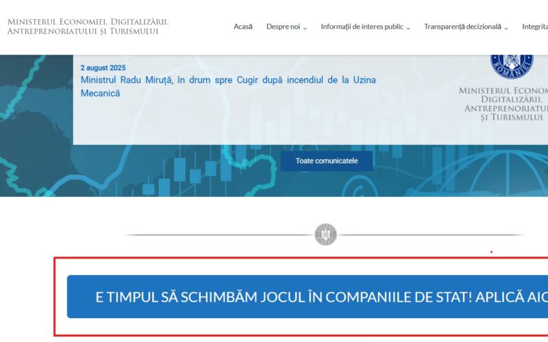 buton implementat pe site-ul ministerului economiei