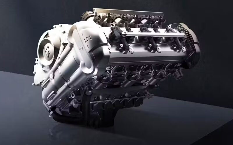 motor gri pe stand cu sase cilindri in line