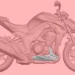 schita motocicleta naked pe fond roz