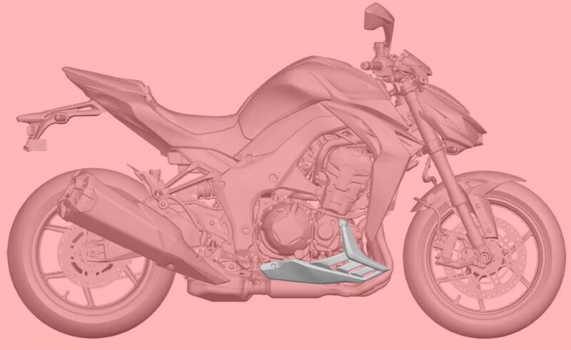 schita motocicleta naked pe fond roz