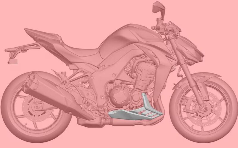 schita motocicleta naked pe fond roz