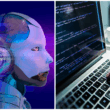 colaj foto cu un sistem ai alaturi de o imagine cu un programator care scrie cod