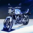 motocicleta aspect retro clasic pe scena de prezentare