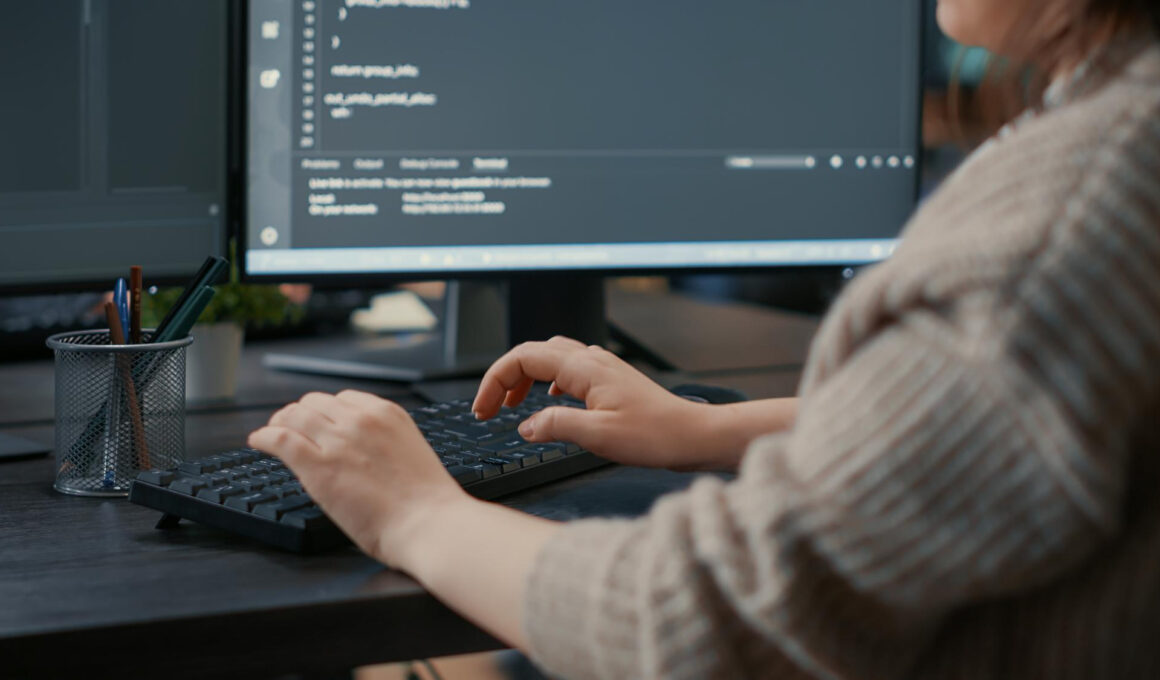 un dezvoltator software lucreaza la pc