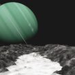Planeta Uranus, văzută de pe suprafața lunii sale Ariel
