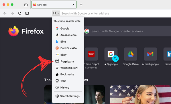 Firefox de la Mozilla adaugă oficial motorul de răspunsuri AI Perplexity ca nouă opțiune de căutare pe desktop