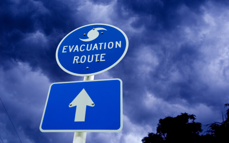 Avertisment de evacuare în timpul unui uragan