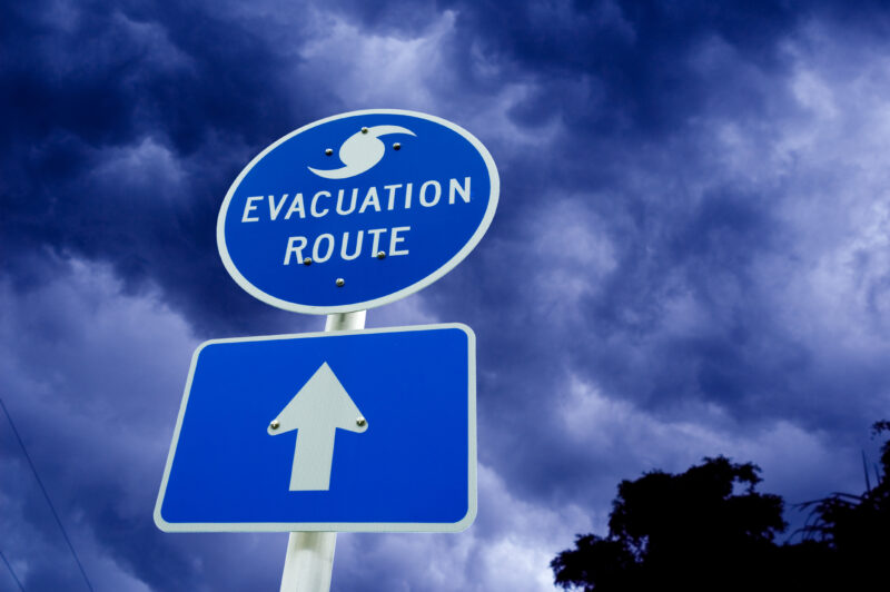 Avertisment de evacuare în timpul unui uragan