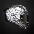casca moto alb negru