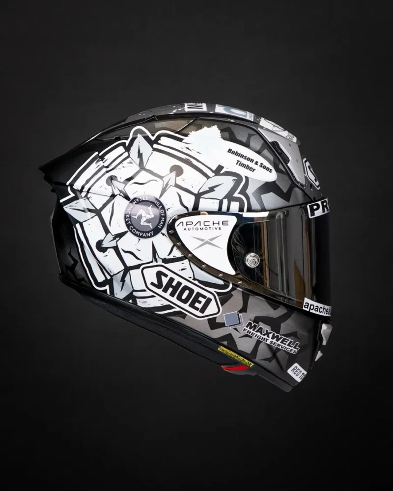 casca moto alb negru