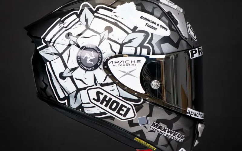 casca moto alb negru