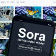 modulul video AI Sora, pe un telefon cu niste imagini pe fundal
