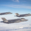 trei avioane f-35 belgiene in zbor