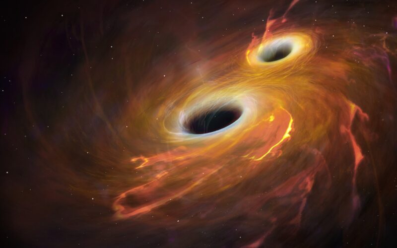 Două găuri negre care fuzionează