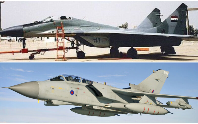 MiG-29 irakian (sus) alături de un Tornado britanic