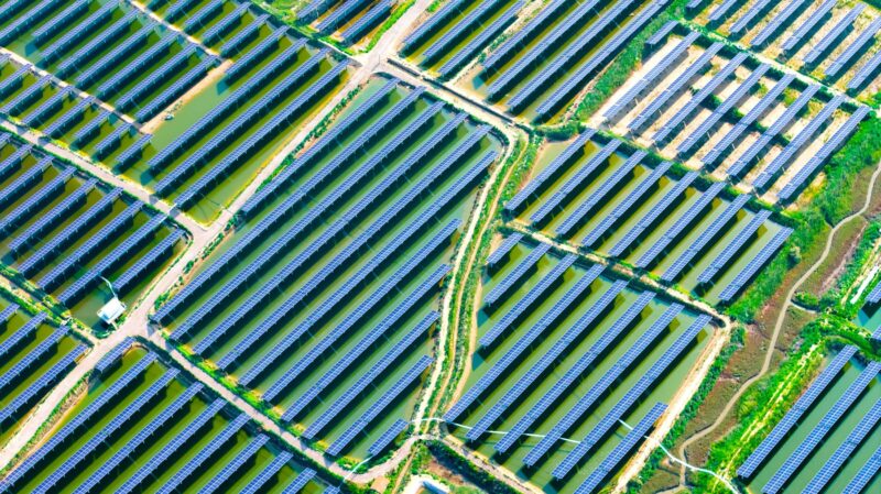 Panouri fotovoltaice la o centrală solară din China