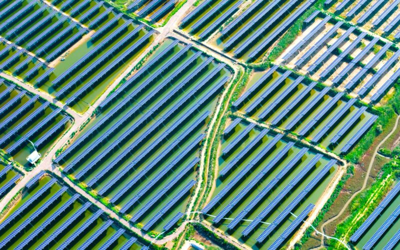 Panouri fotovoltaice la o centrală solară din China