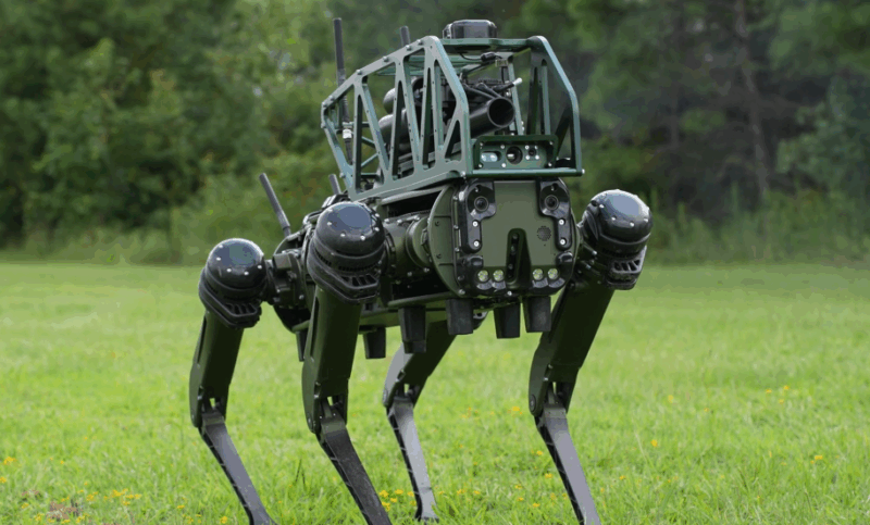 Robot patruped lansator de grenade