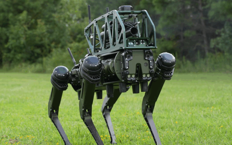 Robot patruped lansator de grenade