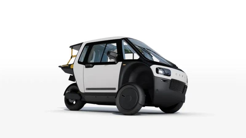 vehicul concept cu 3 roti alb pe un fundal alb