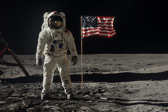 Steag american pe Lună