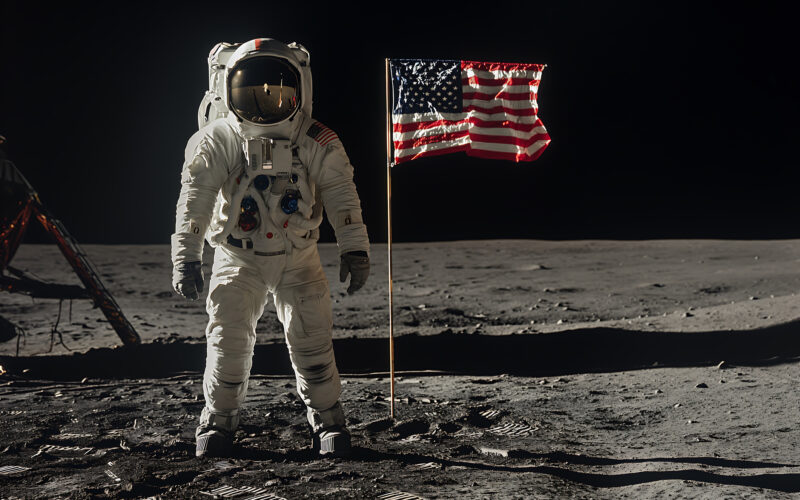 Steag american pe Lună