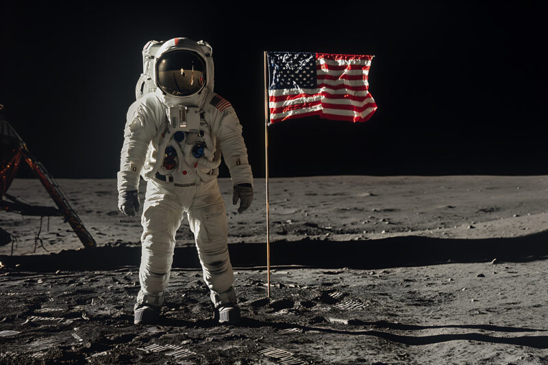 Steag american pe Lună